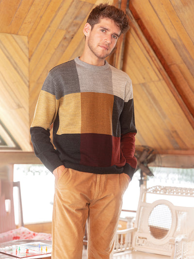 Multi-Colour Sweater in Colour-Blocks-Men Sweaters-Crimsoune Club