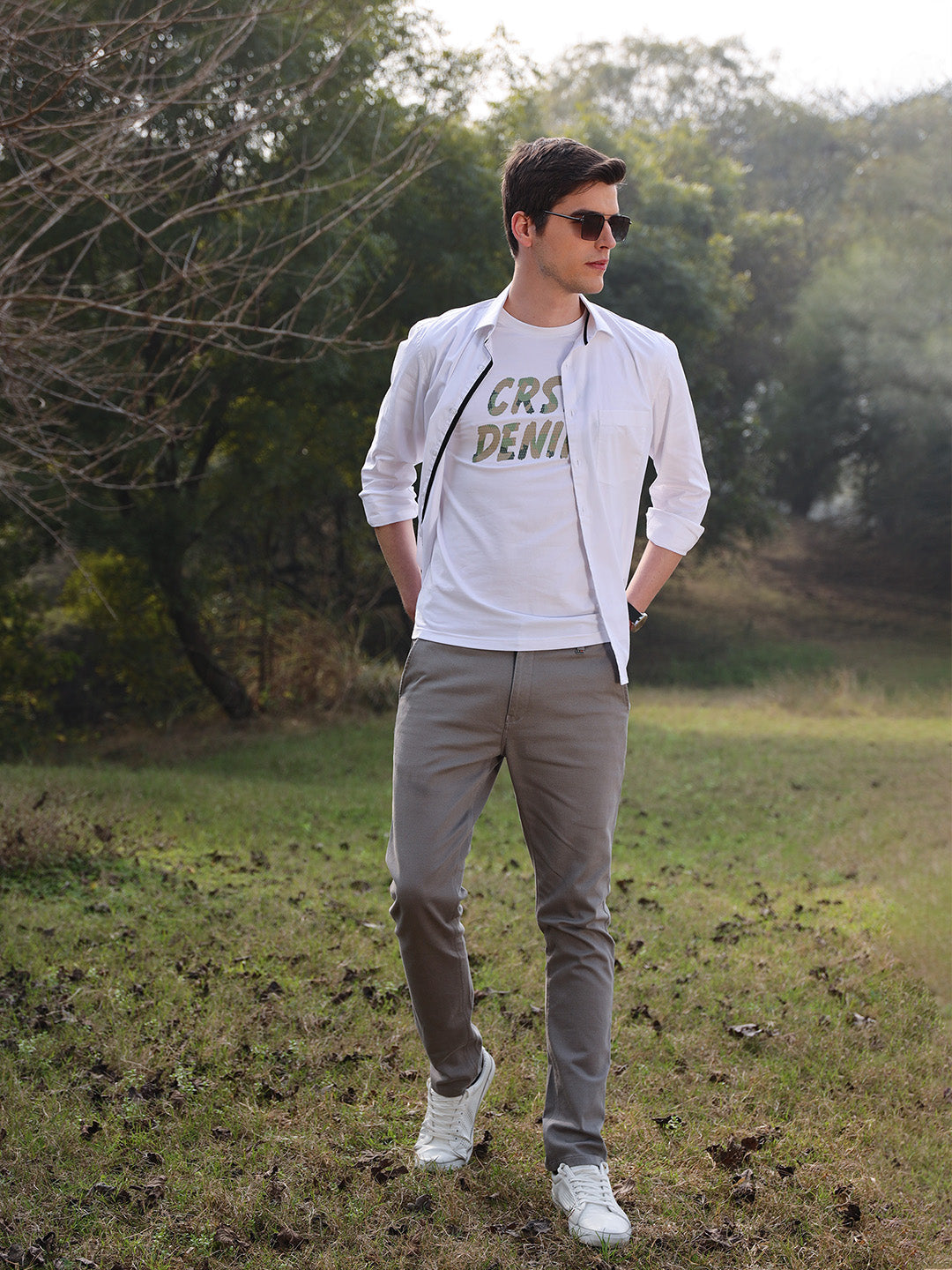 Grey Casual Trousers - Men Trousers