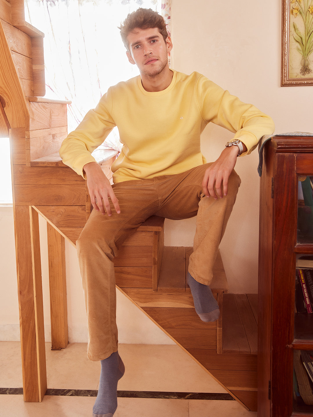 Khaki Trousers in Corduroy-Men Trousers-Crimsoune Club