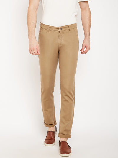 Beige Slim Fit Trousers - Men Trousers
