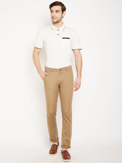 Beige Slim Fit Trousers - Men Trousers