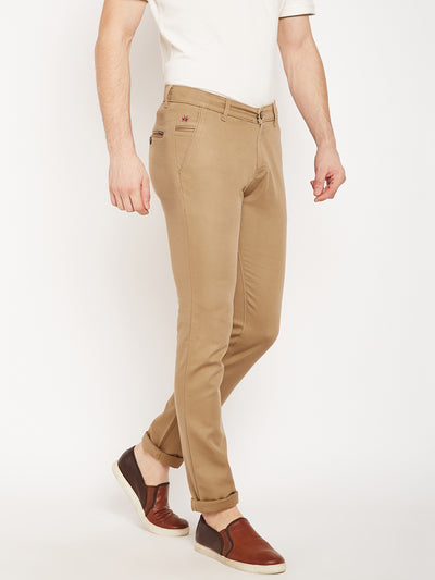 Beige Slim Fit Trousers - Men Trousers