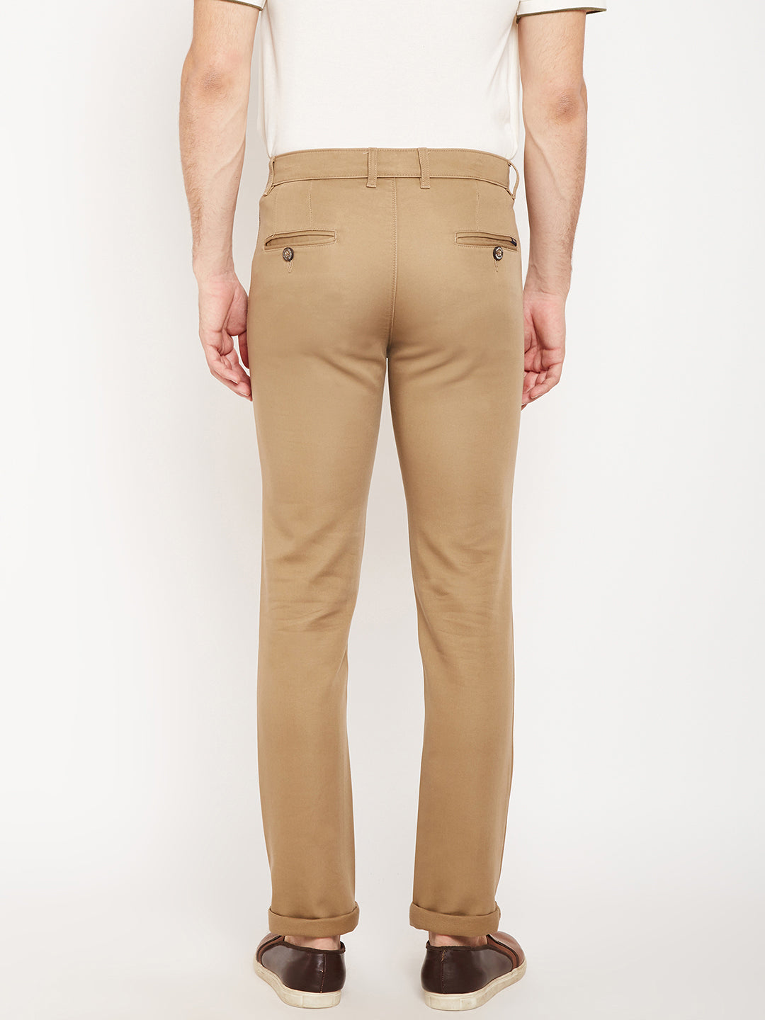 Beige Slim Fit Trousers - Men Trousers