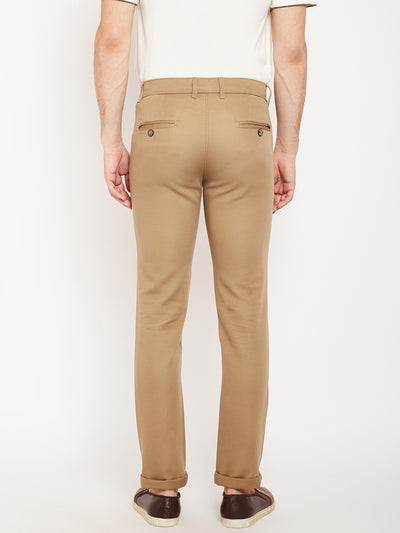 Beige Slim Fit Trousers - Men Trousers