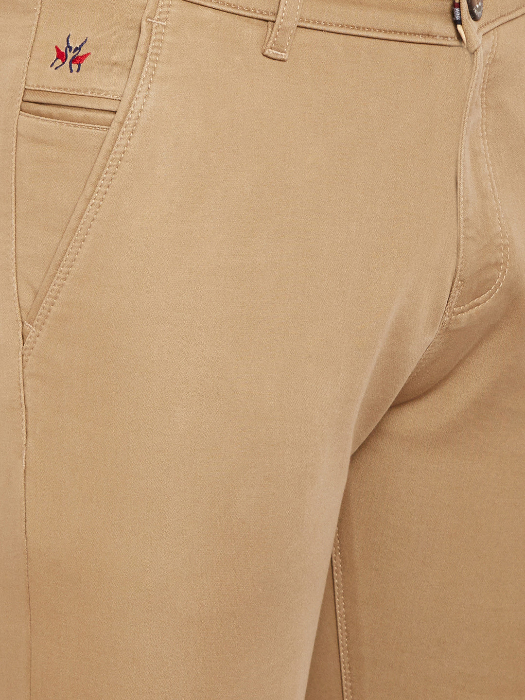 Beige Slim Fit Trousers - Men Trousers