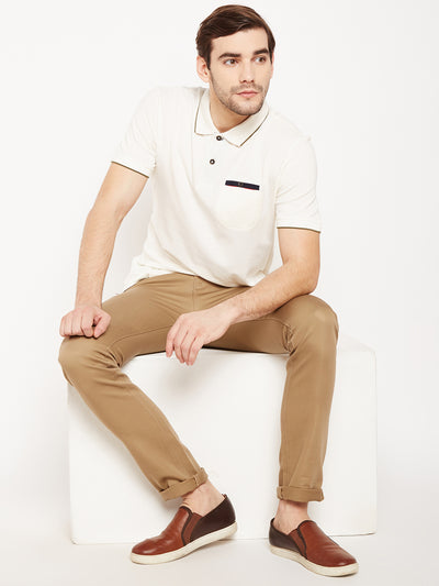 Beige Slim Fit Trousers - Men Trousers