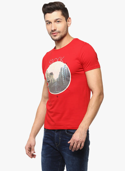 Red Graphic Printed T-Shirt - Men T-Shirts