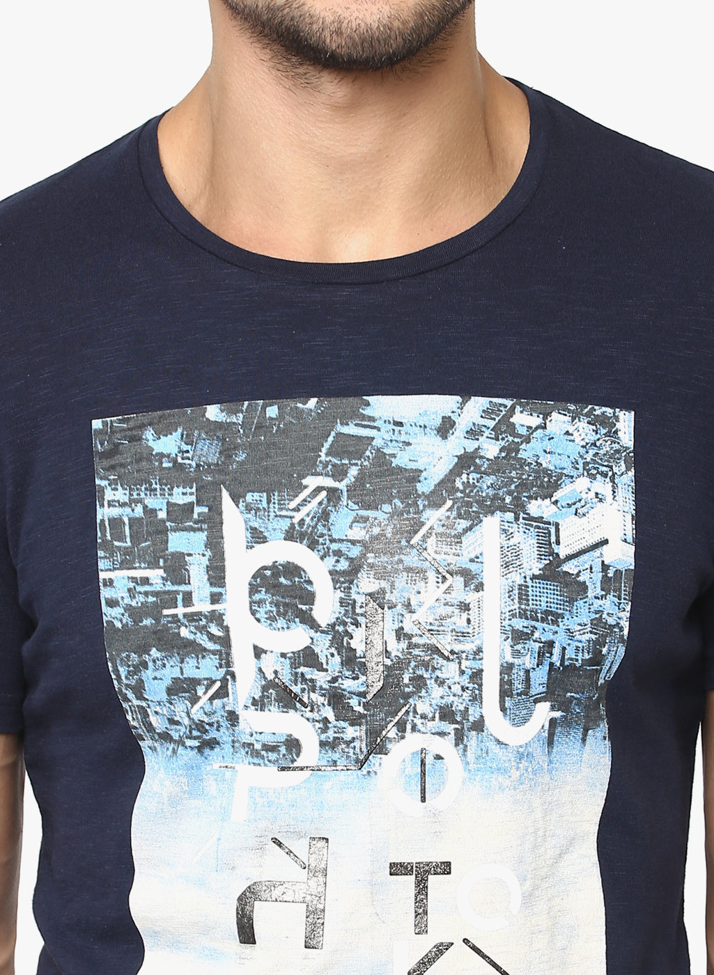 Navy Blue Graphic printed T-Shirt - Men T-Shirts