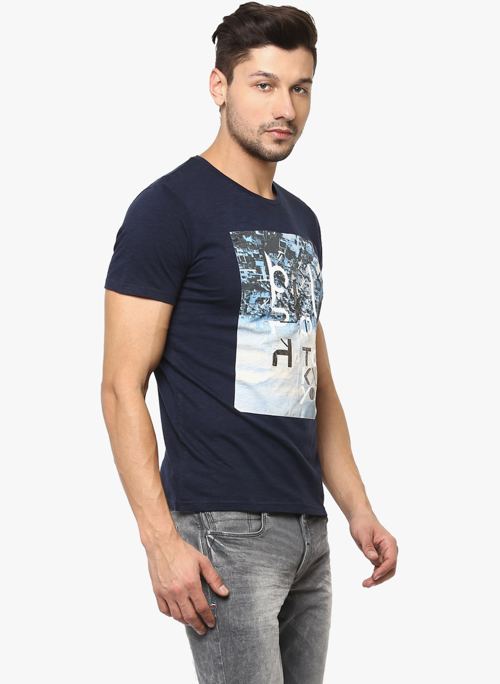 Navy Blue Graphic printed T-Shirt - Men T-Shirts