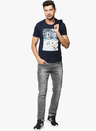 Navy Blue Graphic printed T-Shirt - Men T-Shirts