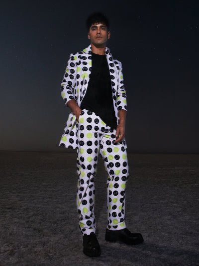 Constellation Printed Polka Dot Blazer-Men Blazers-Crimsoune Club