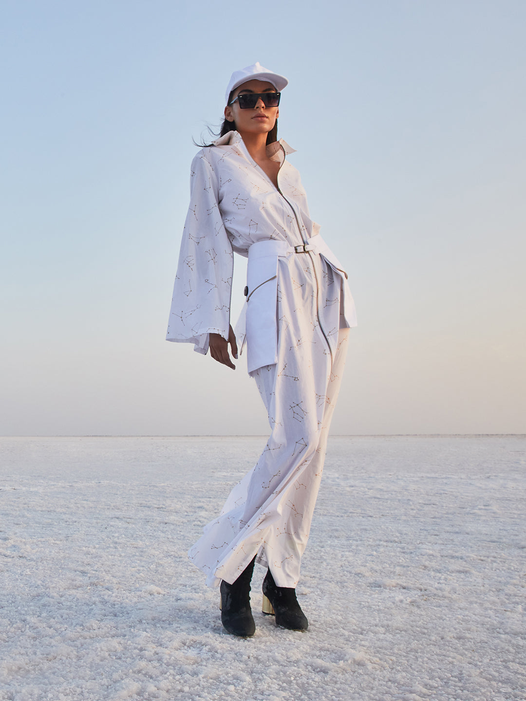 White Printed Shirt Style Longline Cotton Dress - Women Dresses
