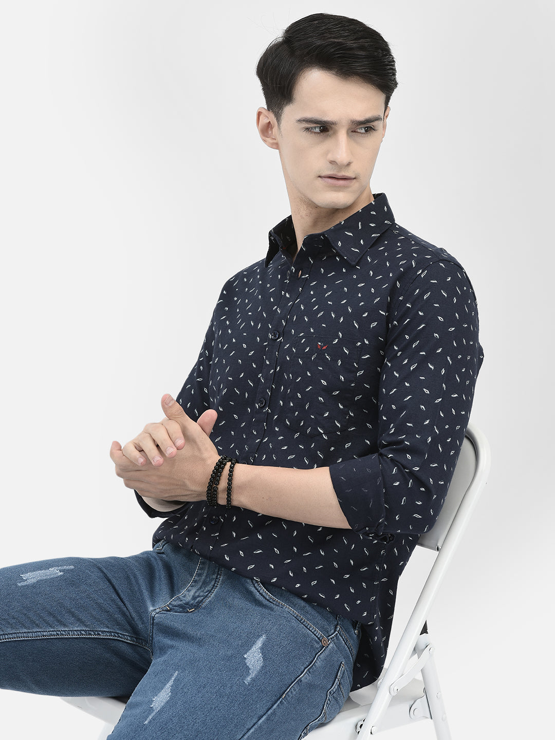 Navy Blue Printed Shirt
