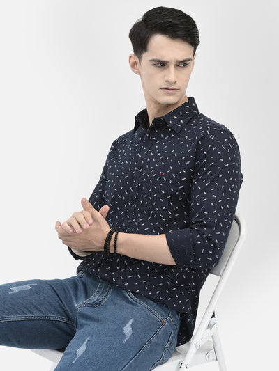 Navy Blue Printed Shirt
