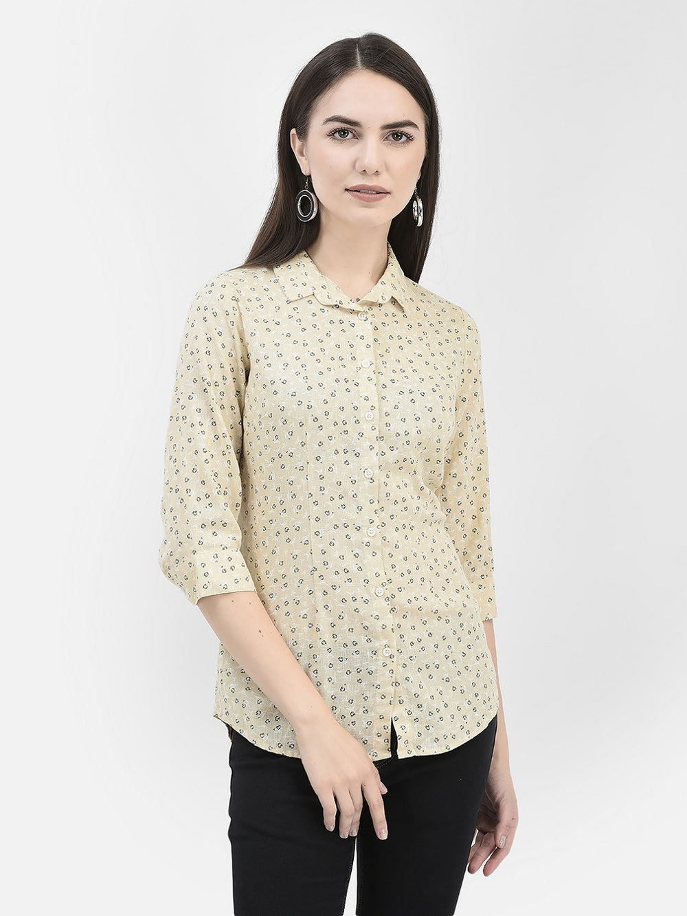 Abstract Print Beige Shirt