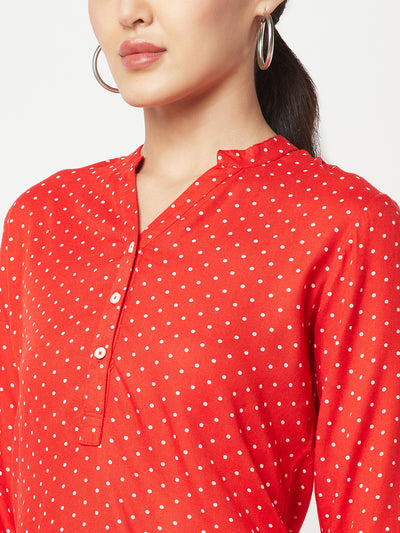 Red Polka Dot Printed Top