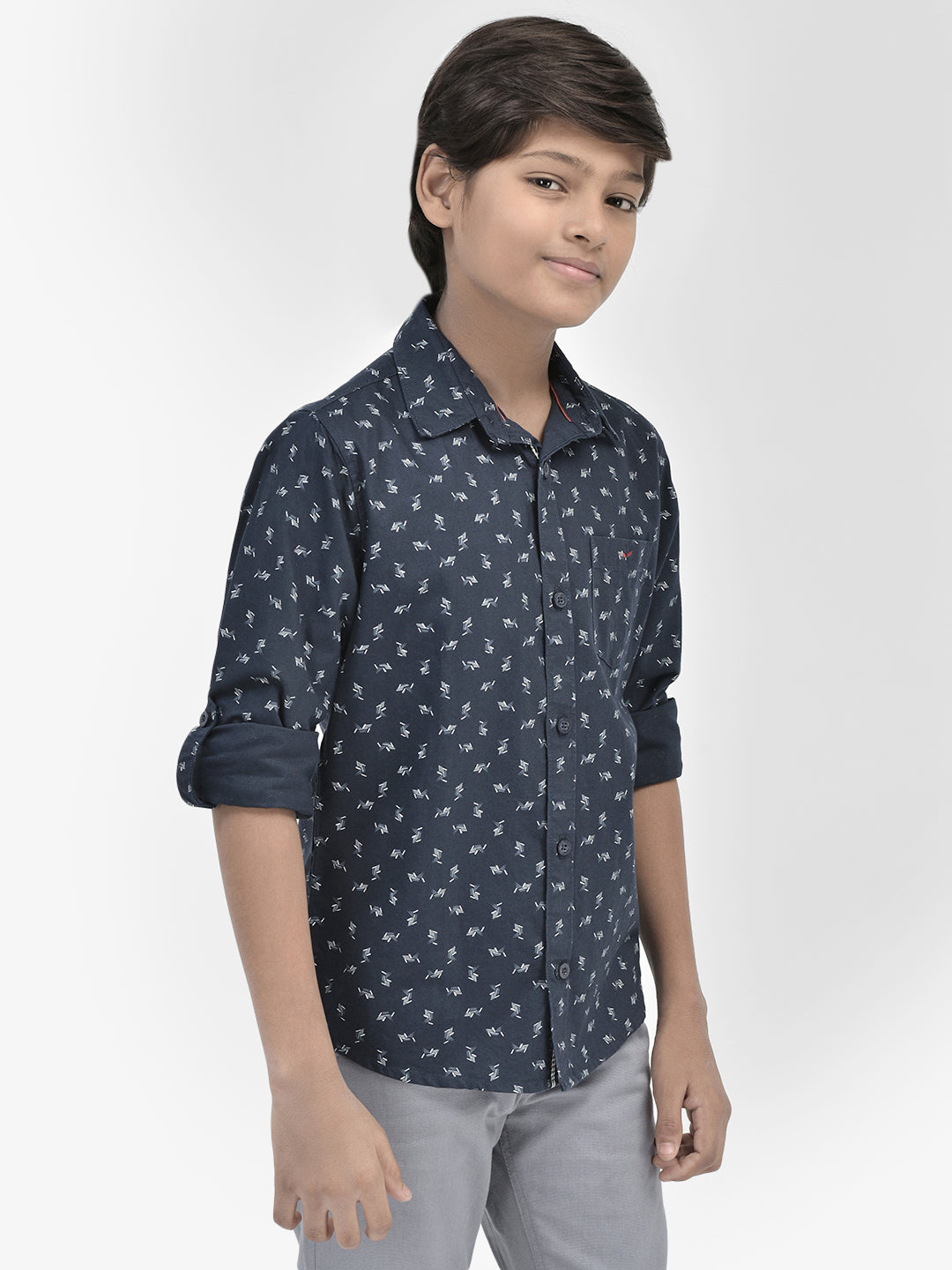 Navy Blue Printed Shirt