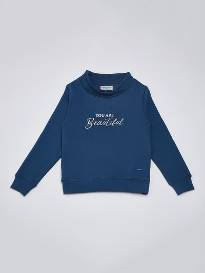 Navy Blue Printed Sweatshirt