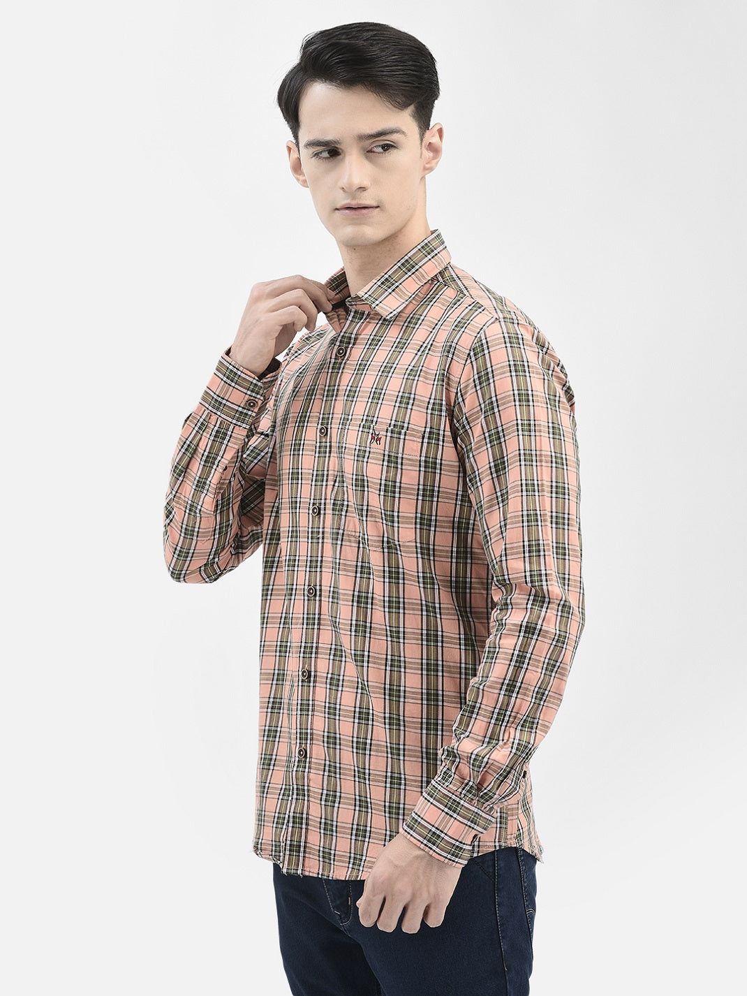 Peach Checked Shirt