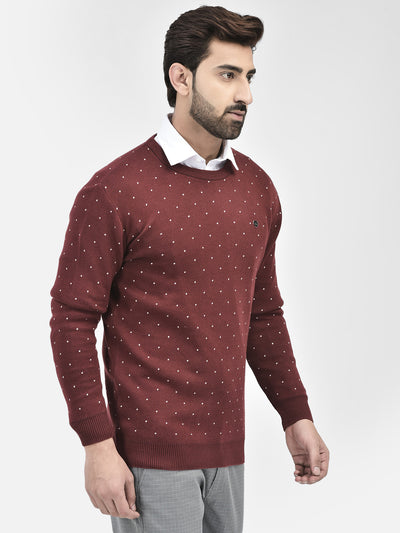 Maroon Printed Sweaters.