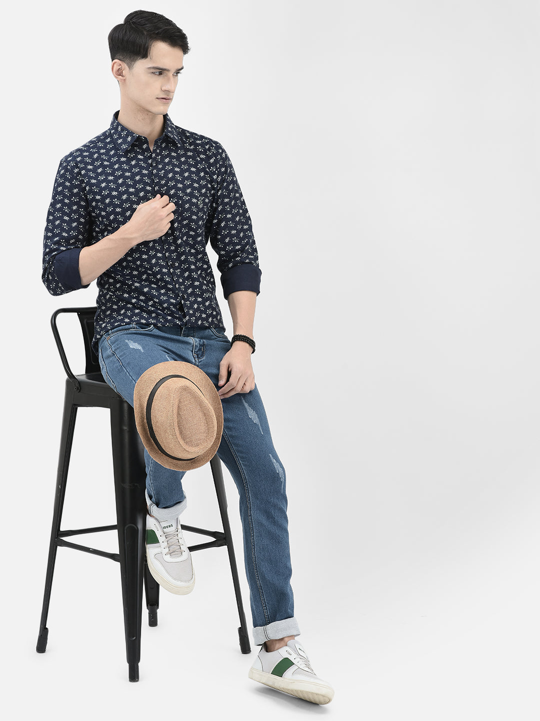 Navy Blue Floral Shirt