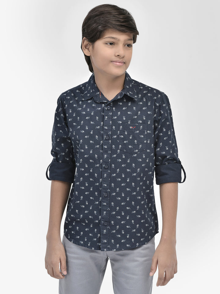 Navy Blue Printed Shirt