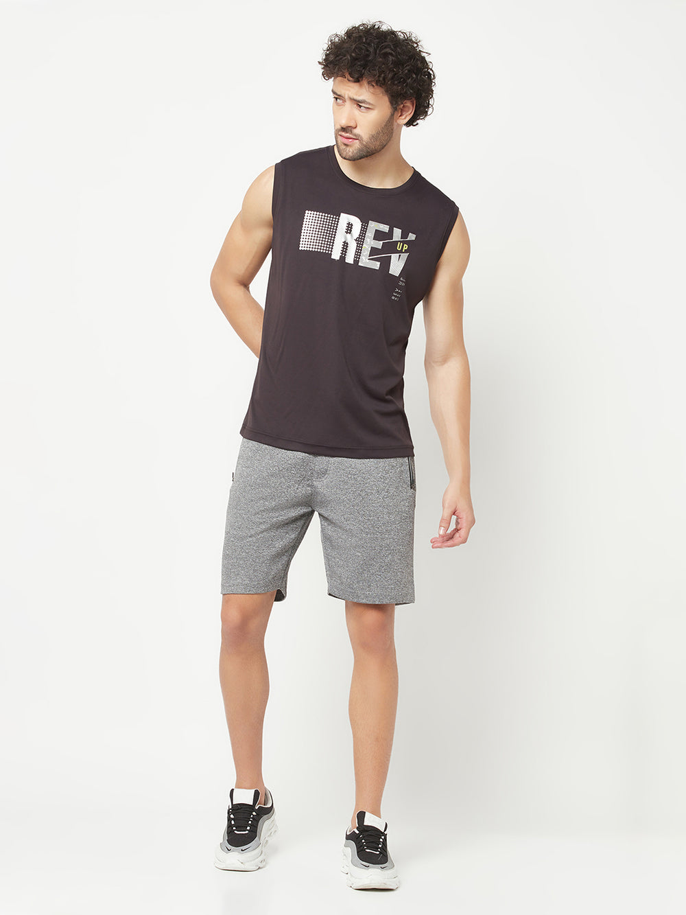Grey Melange Athleisure Shorts