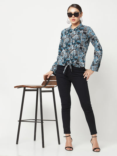 Navy Blue Shirt With knot detail