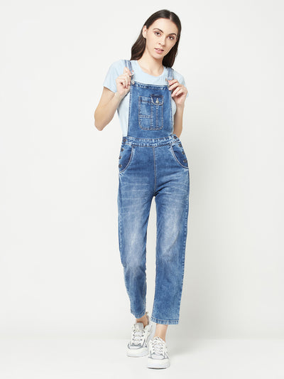  Blue Straight Leg Denim Dungarees