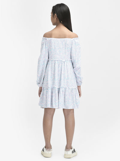 Pink Printed Knee Length Dress