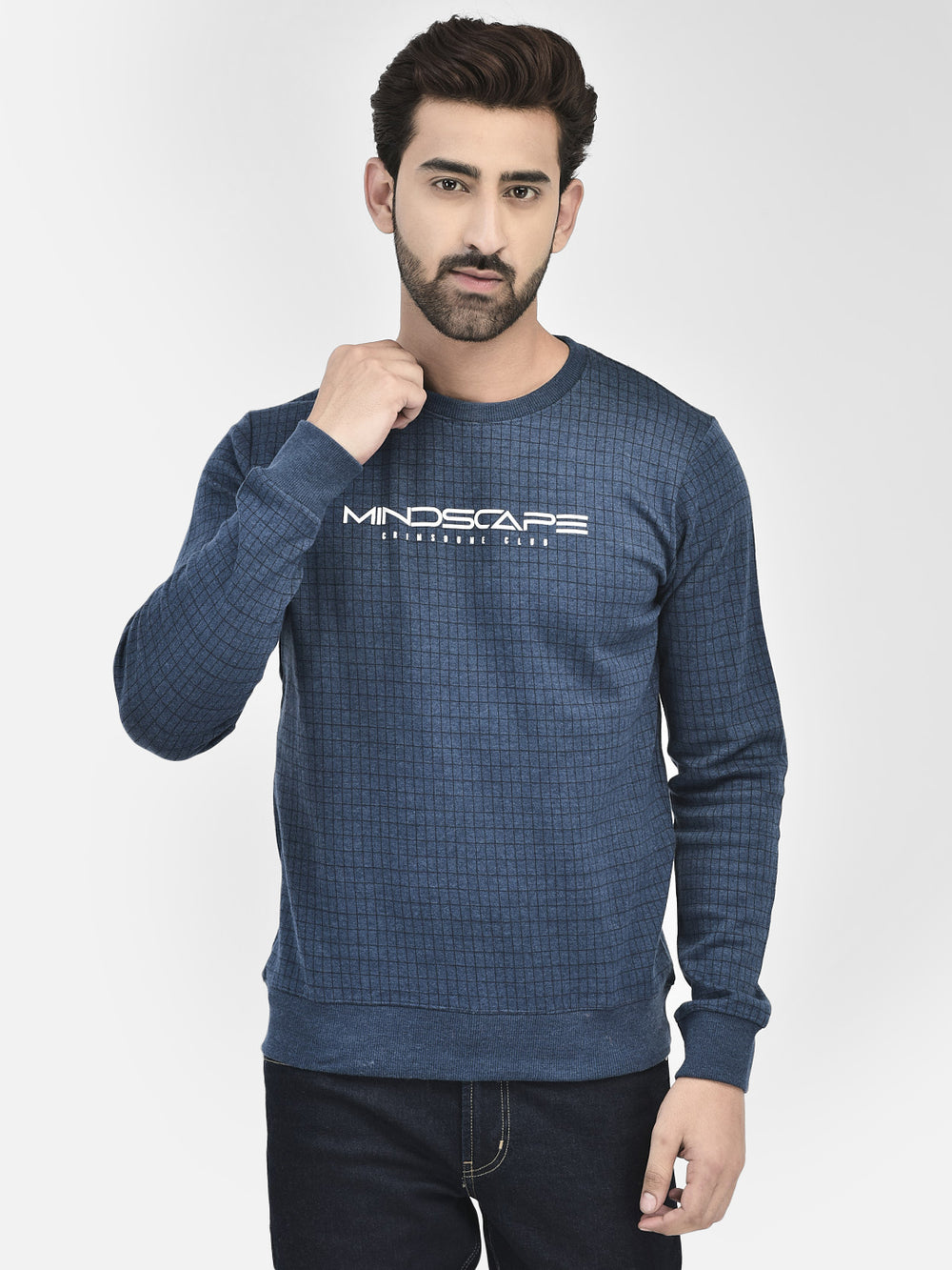 Navy Blue Printed Sweatshirt.