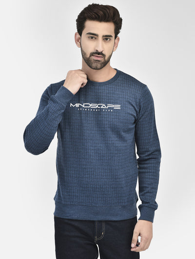 Navy Blue Printed Sweatshirt.