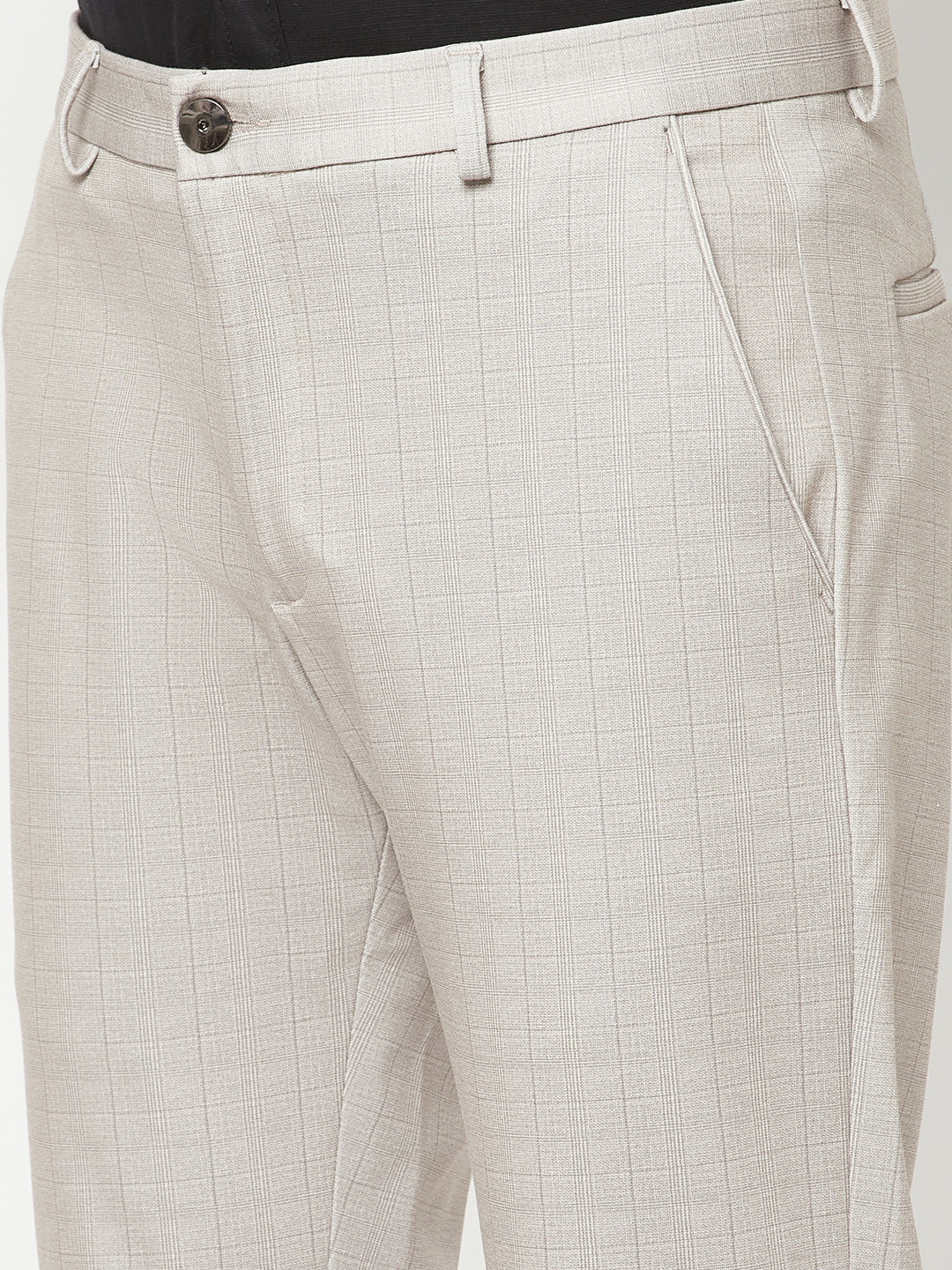 Grey Printed Formal Trousers
