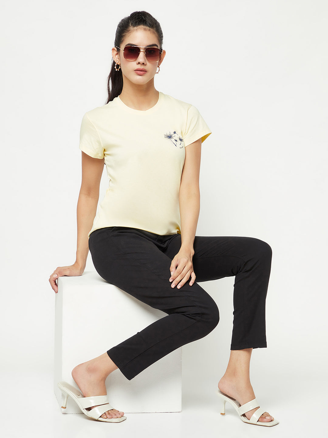  Black Slim Cotton Trousers