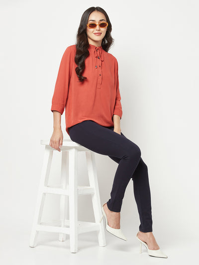 Red Tie-Up Neck Top