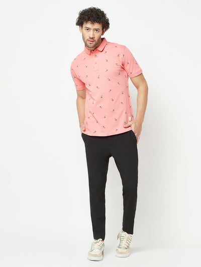 Pink Printed Polo T-Shirt