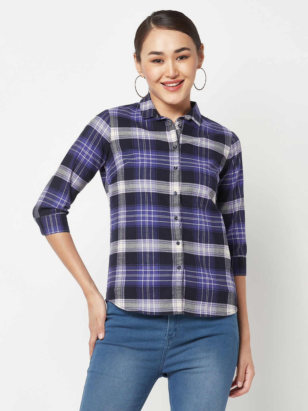  Purple Checked Casual Shirt