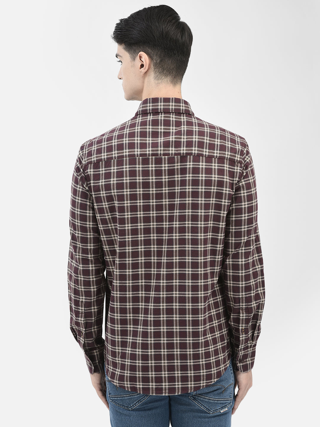 Crimsoune Club Wine Colour Checked Shirt