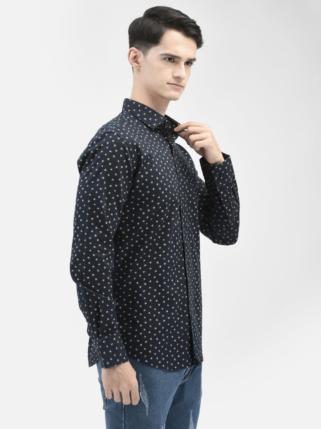 Navy Blue Printed Shirt