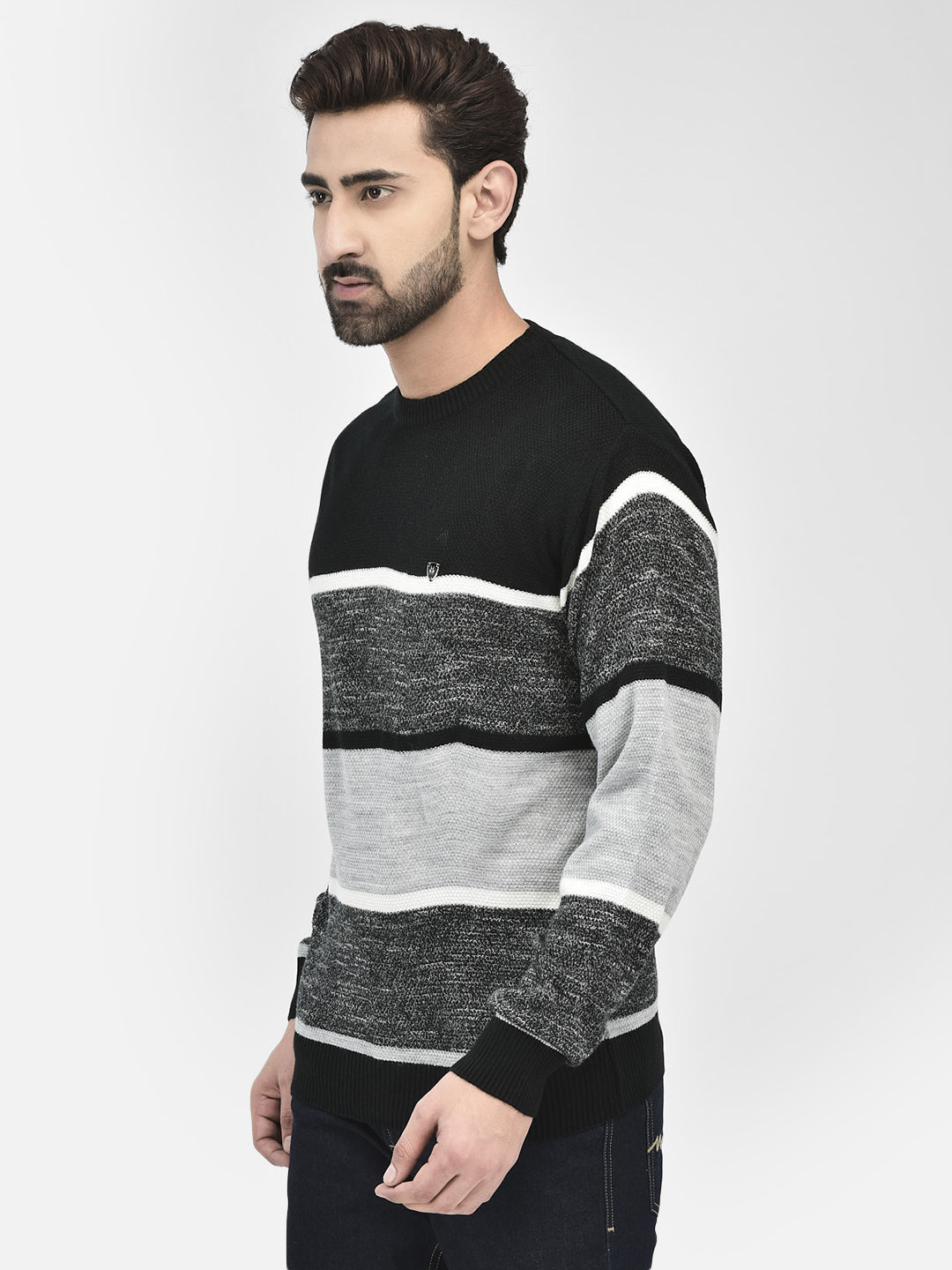 Black Colourblocked Sweaters.