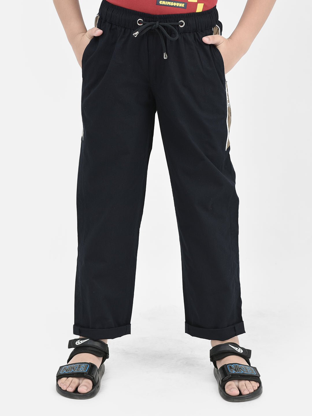 Navy Blue Cotton Track Pants