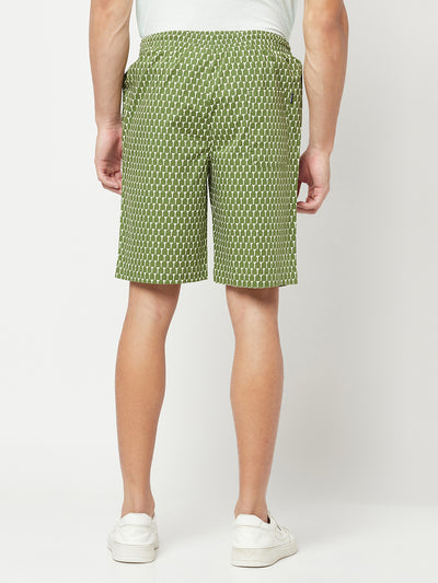 Green Printed Lounge Shorts