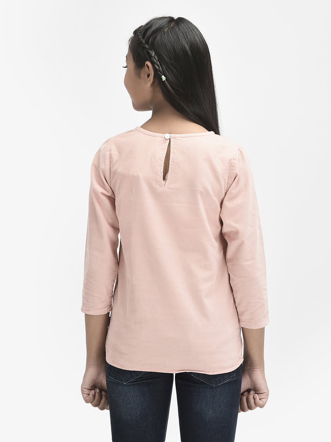  Peach Round Neck Top