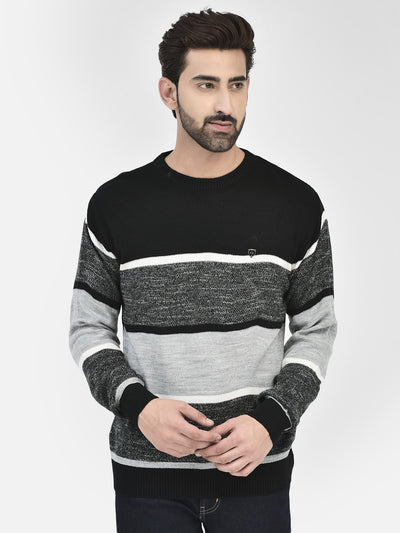 Black Colourblocked Sweaters.