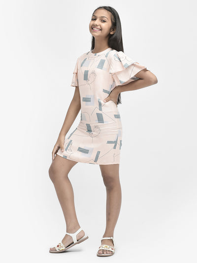 Peach Printed Dress