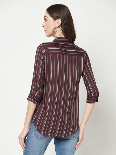 Brown Vertical Striped Shirt
