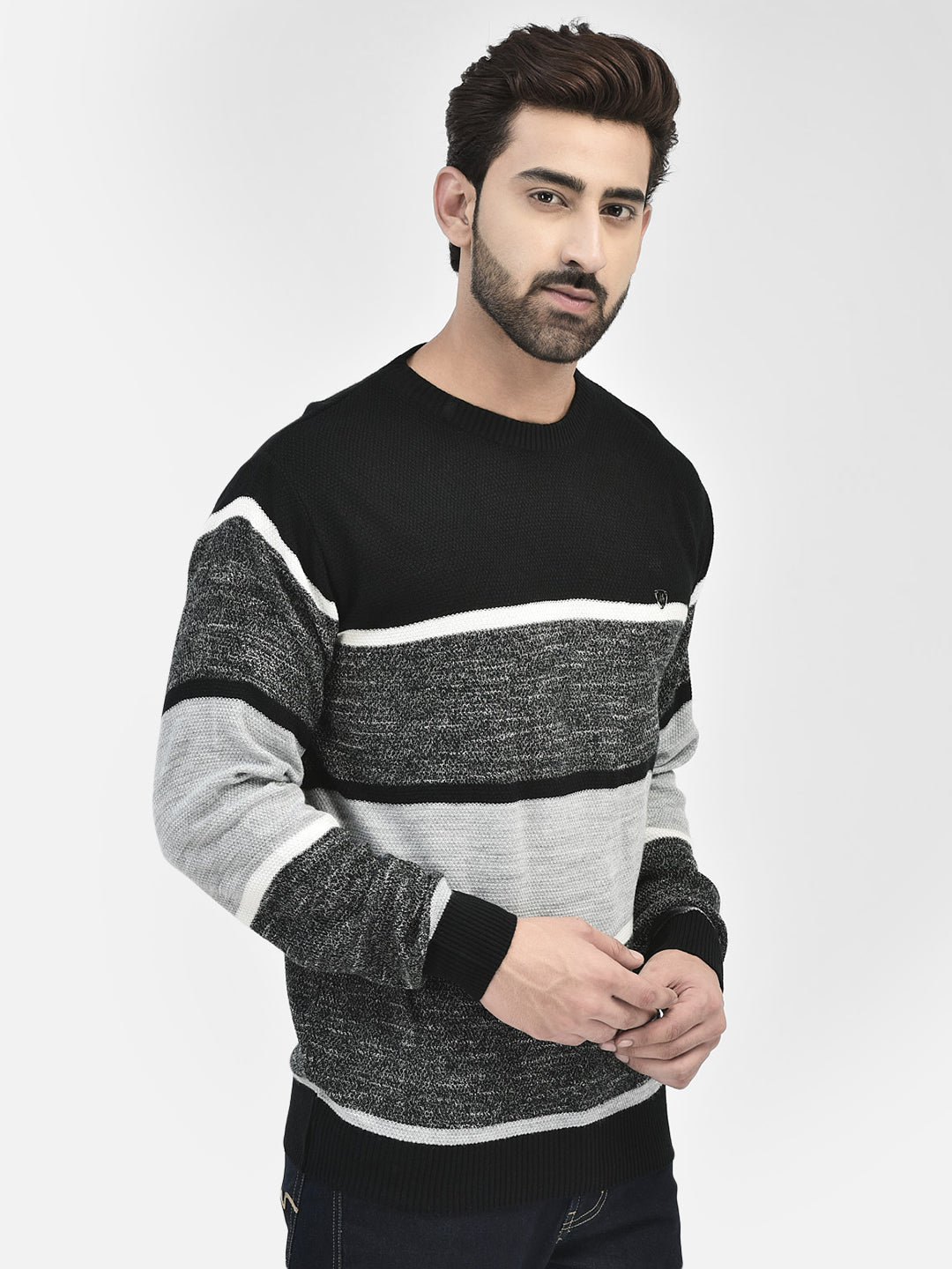 Black Colourblocked Sweaters.