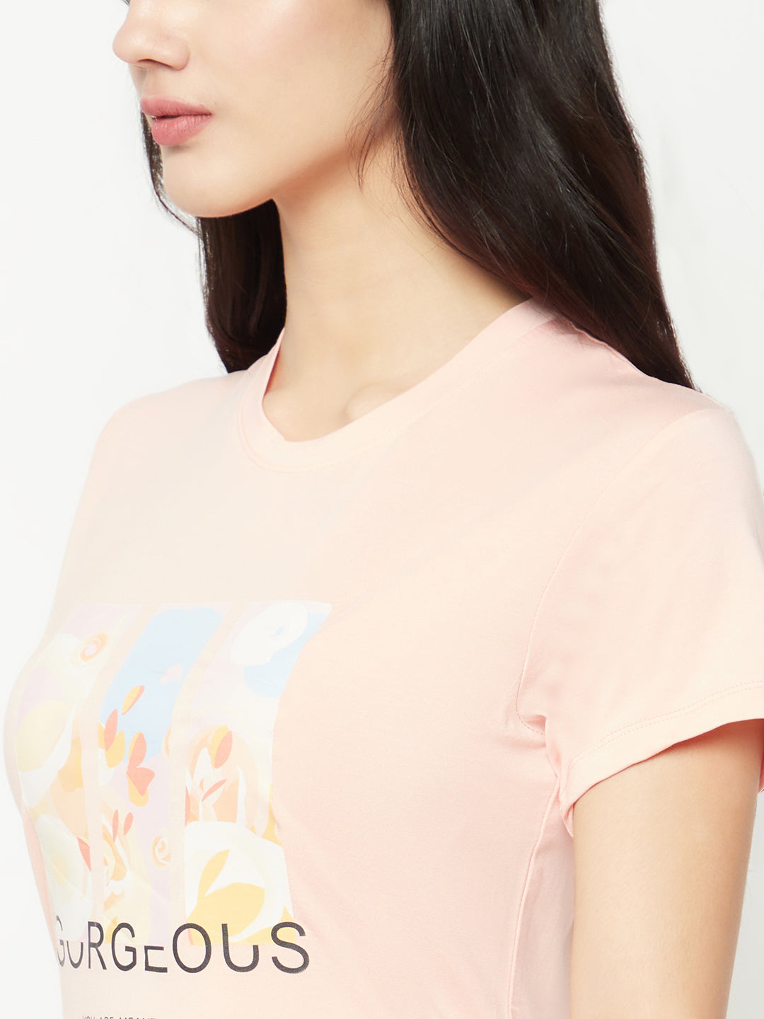  Peach Graphic Printed T-shirt