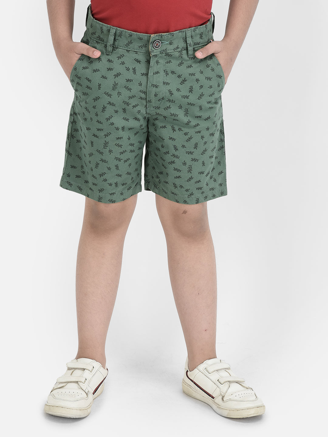 Green Floral Printed Shorts