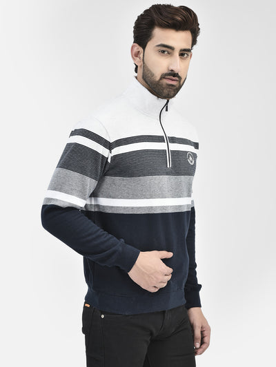 Navy Blue Stripes Sweatshirt.